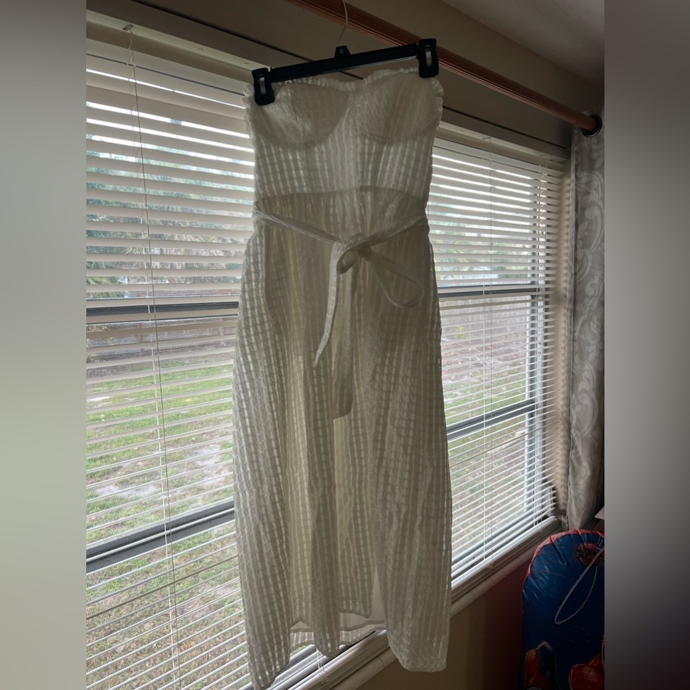 Strapless white dress